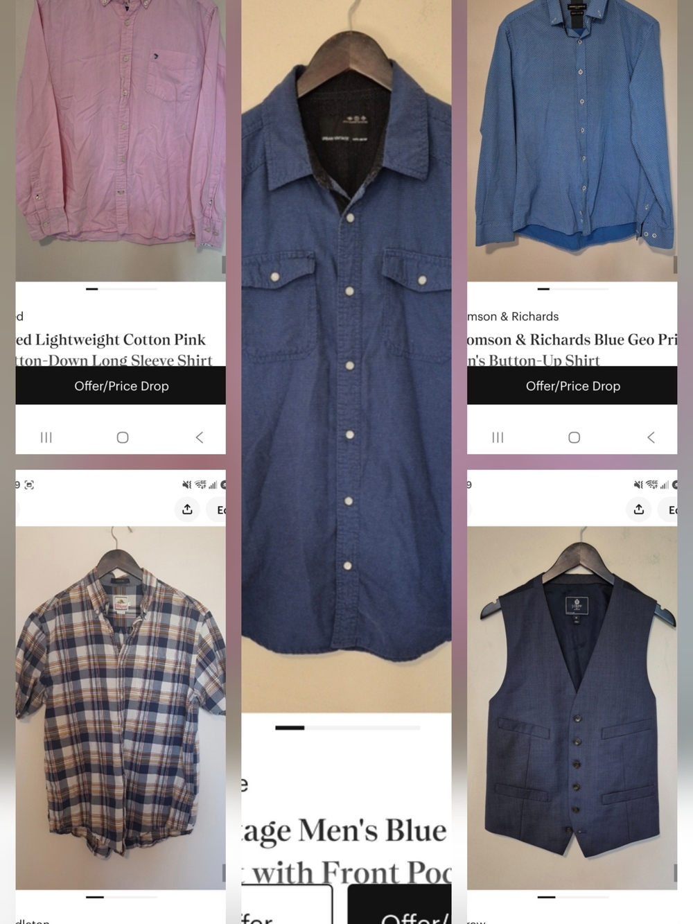 Bundle Of 5 Medium Men's Button-Up Shirts & J.Crew Vest